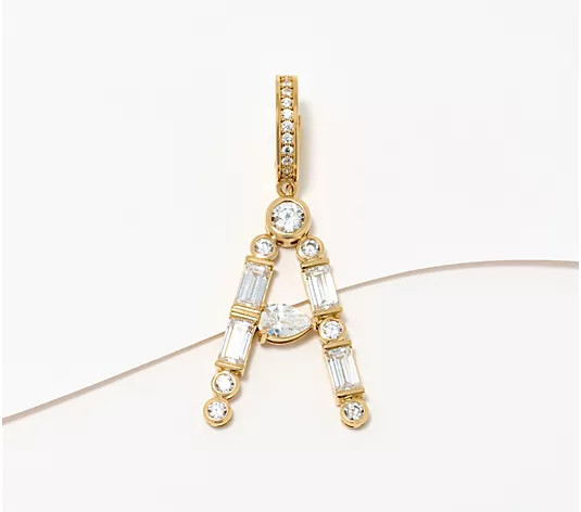 Diamonique x Lulu Frost Initial Charm Enhancer, 14K Plated - QVC.com | QVC