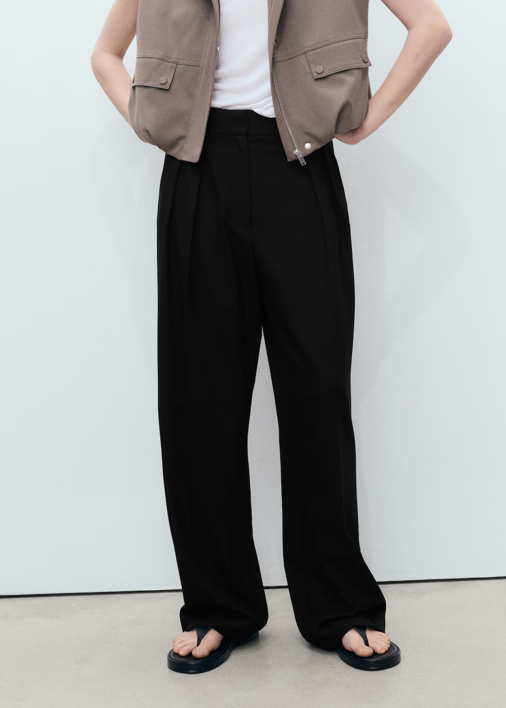 Wideleg pleated trousers - Women | MANGO United Kingdom | MANGO (UK)