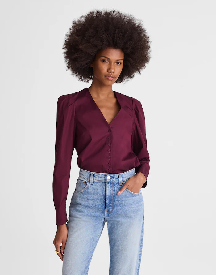 V-Neck Button-Front Top | Madewell