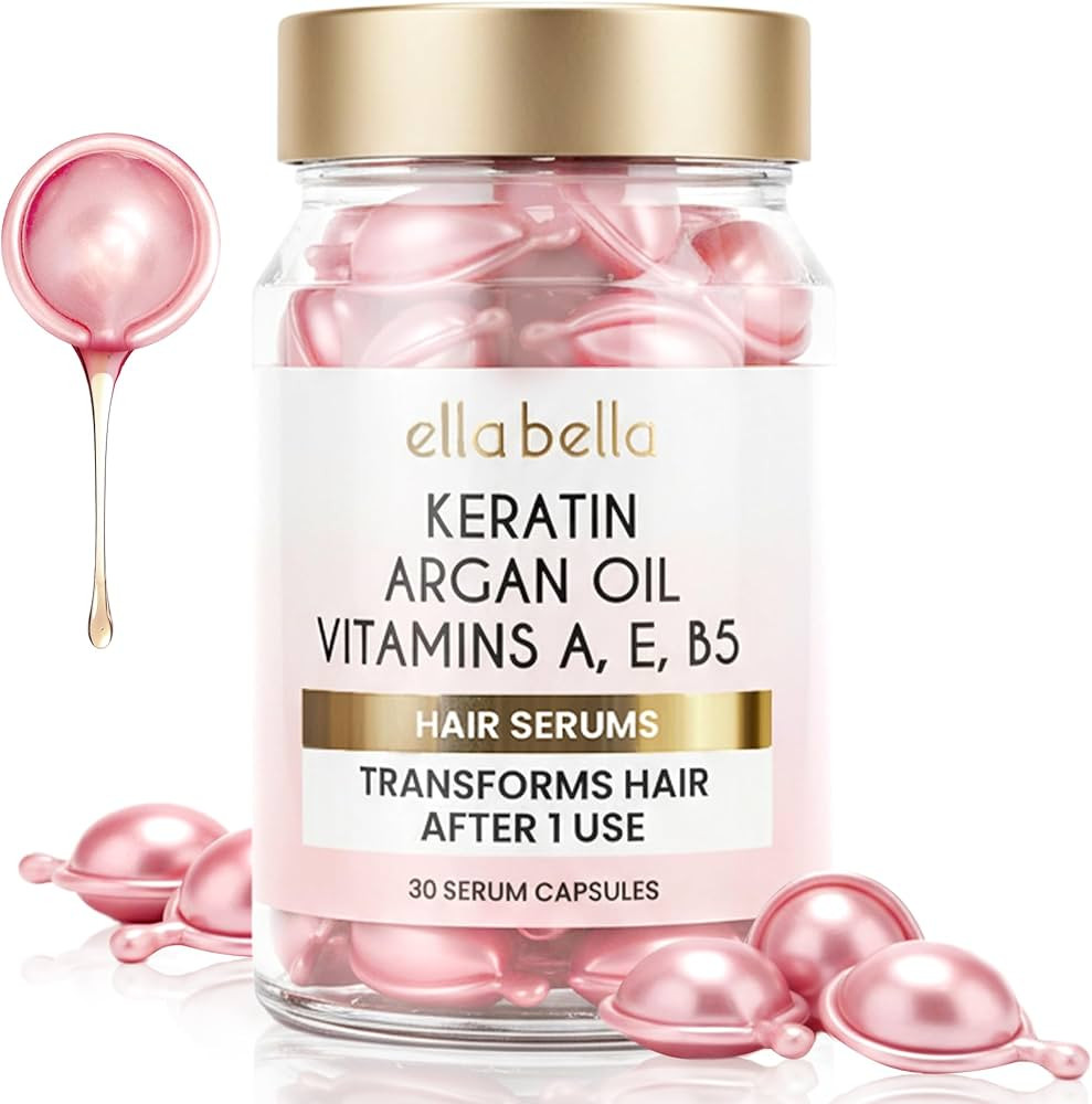 ELLA BELLA® Keratin Hair Serum with Argan Oil & Vitamins A, E, B5 – Anti-Frizz Hair Treatment ... | Amazon (US)