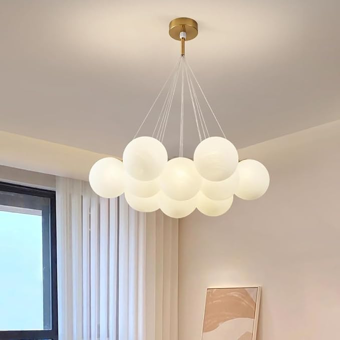 Aeyee Glass Bubble Chandelier, Cute Globe Pendant Light, Frosted Glass Hanging Lamp for Living Ro... | Amazon (US)