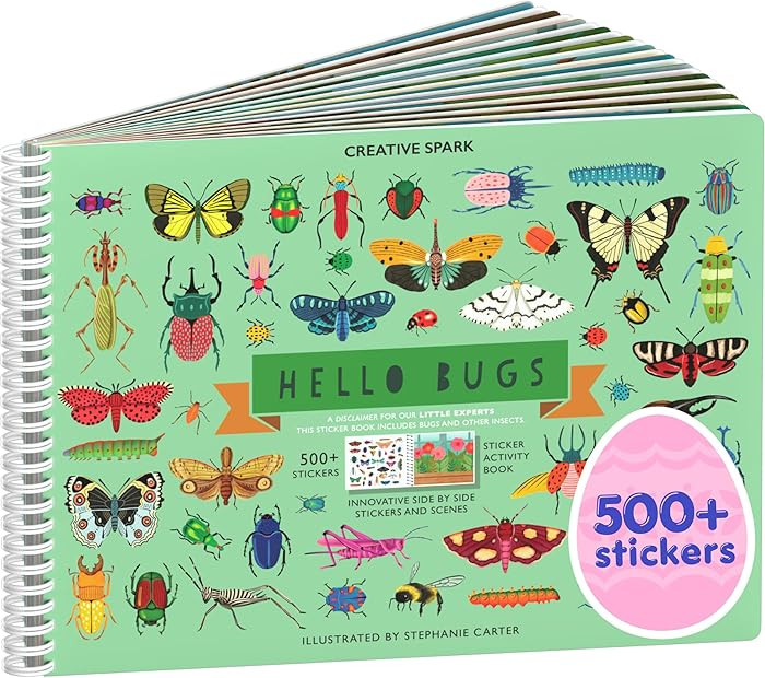 Cupkin Hello Bugs Sticker Book Activity for Kids, Toddler Airplane Travel Essentials, 500+ Bugs S... | Amazon (US)