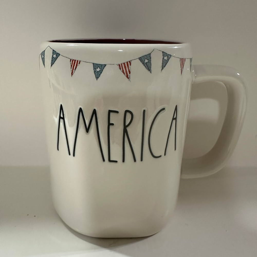Rae -AMERICA Coffee Mug Allside White, Red Inside, Flag Figures *FOURTH (4TH) OF JULY*- Dunn By M... | Amazon (US)
