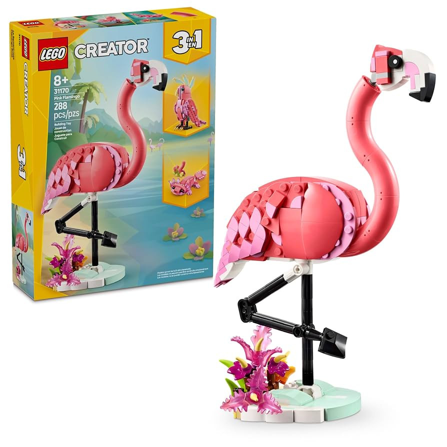 LEGO Creator 3 in 1 Wild Animals: Pink Flamingo Animal Building Toy - Includes 3 Building Options... | Amazon (US)