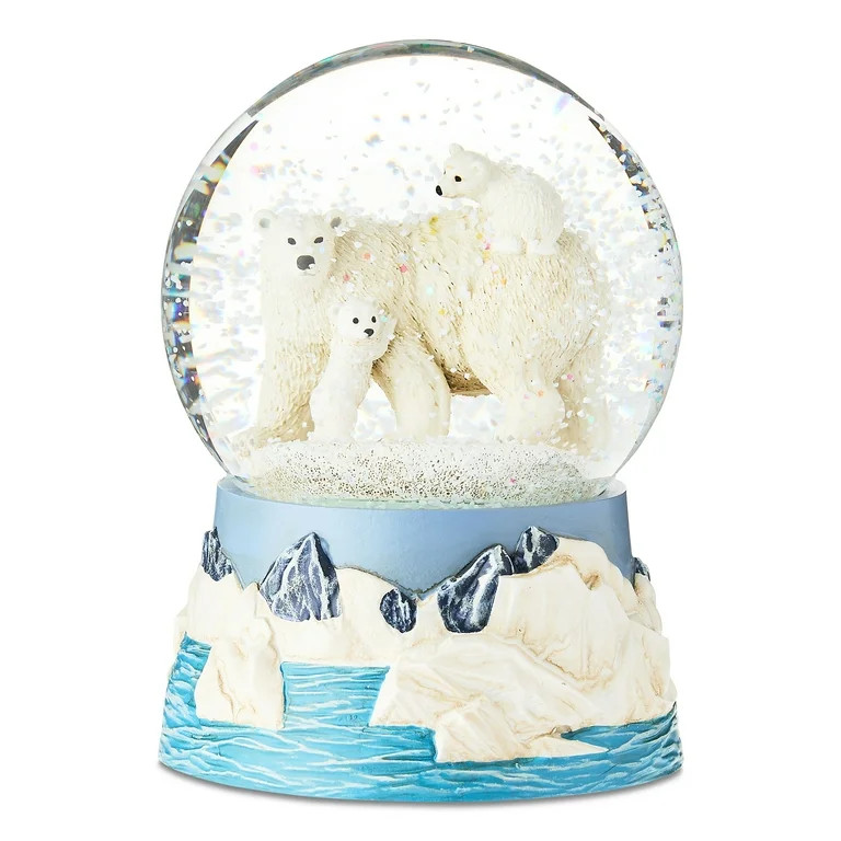 Polar Bear Family on a Snowy Mountain Multicolor Musical Christmas Snow Globe, by Holiday Time | Walmart (US)