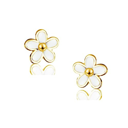 SLUYNZ Solid 925 Sterling Silver Little Daisy Earrings Studs for Women Teen Girls Petite Flowers Studs Earrings (B-Gold Plated) | Amazon (US)