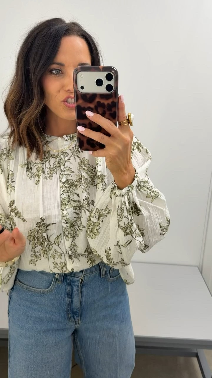 This blouse immediately caught my eye 🤍 The print is so pretty and feminine, and the flowy sleeves make it feel extra elevated. It looks way more expensive than it is and would be so cute dressed up for church, brunch, work, or date night. 

Also love these jeans because they have the perfect relaxed fit without being too oversized. Such an easy outfit to throw on when you want to feel put together but still comfy. Walmart has had SO many good finds lately ✨

Size XS, 5’3 for reference