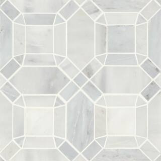 Monet 11 in. x 11 in. Honed Oriental White Marble Mosaic Tile (4.39 sq. ft./Carton) | The Home Depot