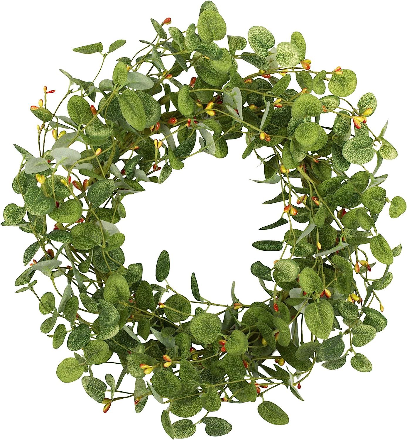 18 inch Spring and Summer Door Wreath Artificial Eucalyptus Leaves Wreath Greenery Wreath | Amazon (US)