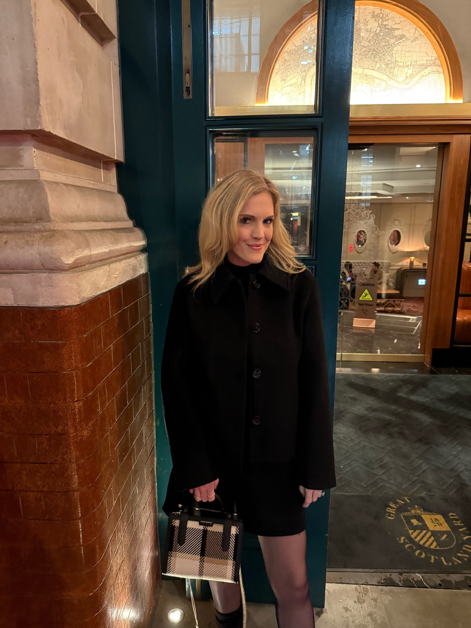 Fall look 
Fall style 
Mango black dress 
Opaque black tights 
Cropped wool coat 
Pea coat 
Strathberry bag 
Plaid leather bag 
All black outfit 

#LTKFindsUnder100 #LTKSeasonal #LTKStyleTip