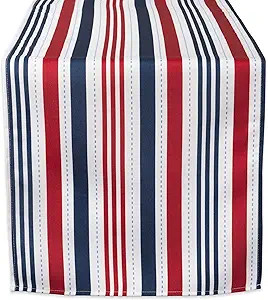 DII Patriotic Stripes Tabletop Collection, Stain Resistant & Waterproof, Table Runner, 14x72, Red... | Amazon (US)