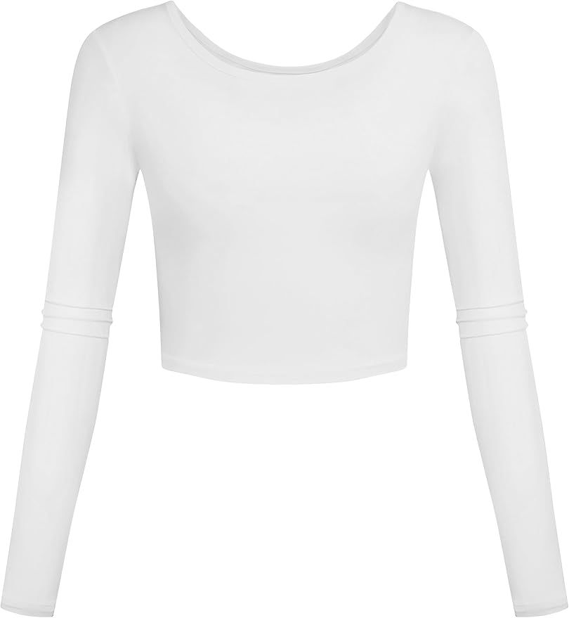 Slim Fit Long Sleeve Crop Tops Lightweight Basic Workout Shirts for Women | Amazon (US)