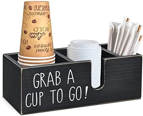Coffee Station Organizer Countertop,Cup and Lid Holder Coffee Cup Dispenser,Coffee Cup and lid Holde | Amazon (US)