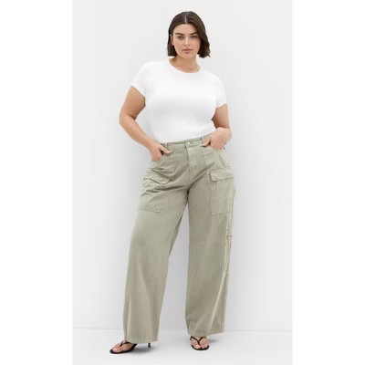 CITY CHIC | Women's Plus Size Mila Wide Leg Cargo Pant - khaki - 16W | Target