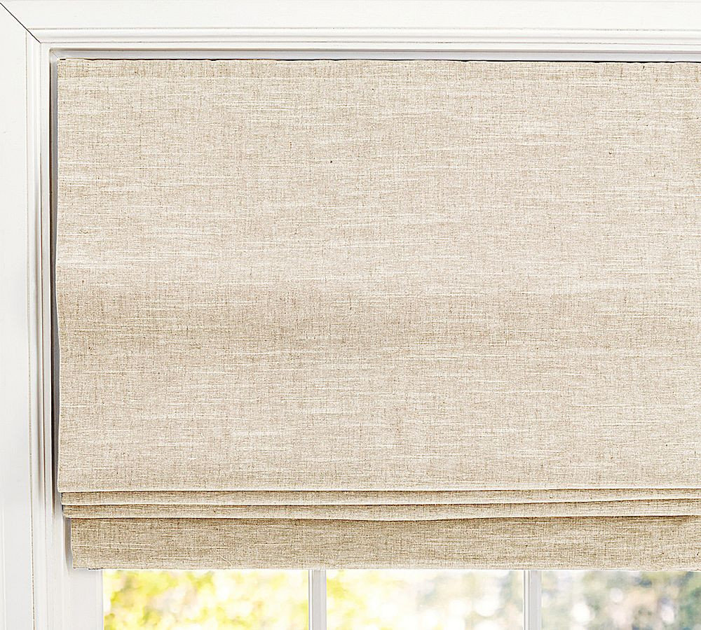 Custom Emery Linen Cordless Roman Blackout Shade | Pottery Barn (US)