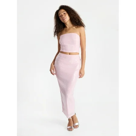 No Boundaries Sequin Strapless Tube Top and Maxi Skirt Set 2-Piece Women s | Walmart (US)