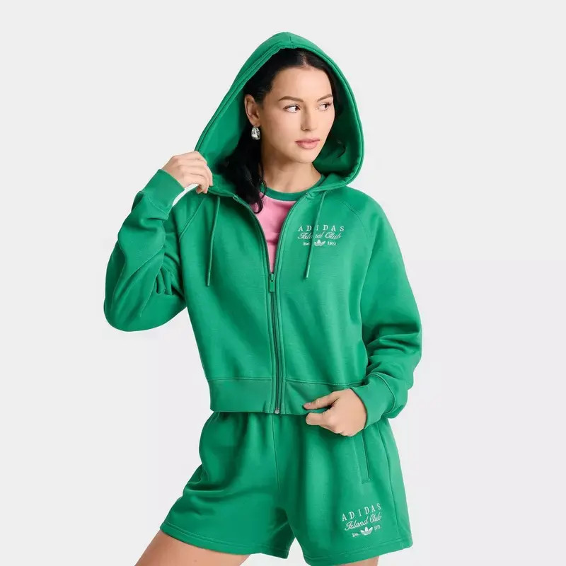 Women's adidas Originals Island Cropped Full-ZIp Hoodie | JD Sports (US)