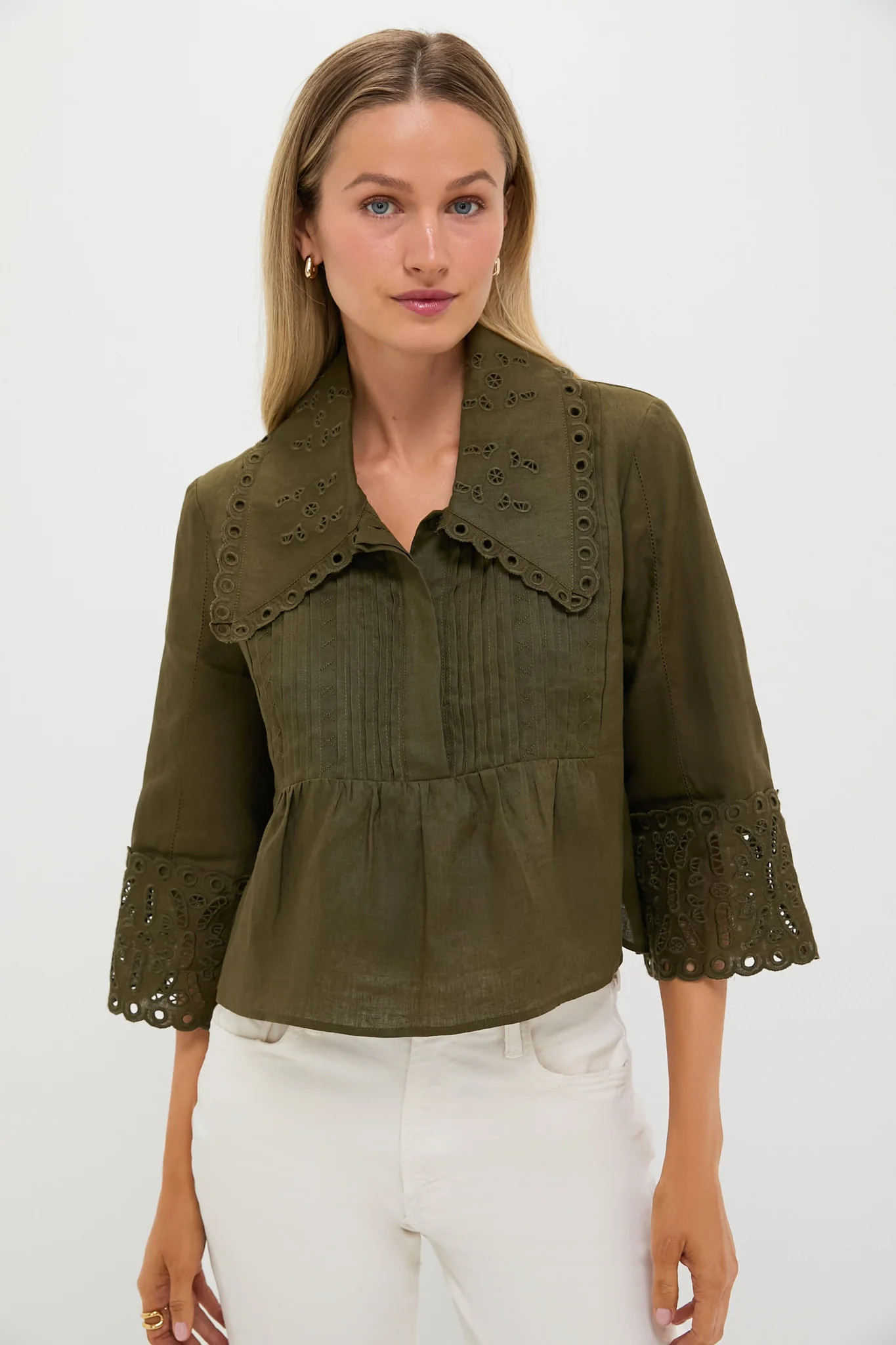Army Green Linen Jones Blouse | Tuckernuck (US)