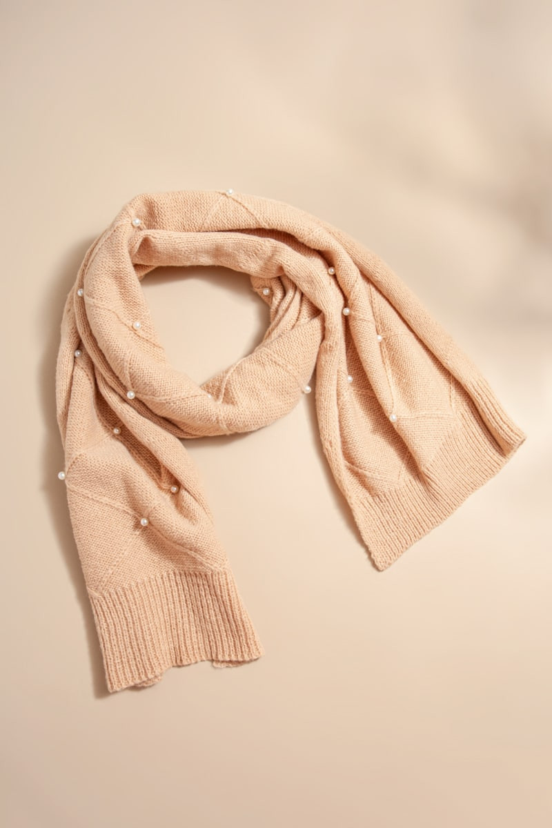 Marsha Cross Pattern Pearl Embellished Scarf | Francesca's