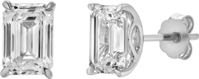 Viridian 14K White Gold Lab Grown Emerald Cut Solitaire Diamond Earrings - 2.02 Cts | Nordstrom