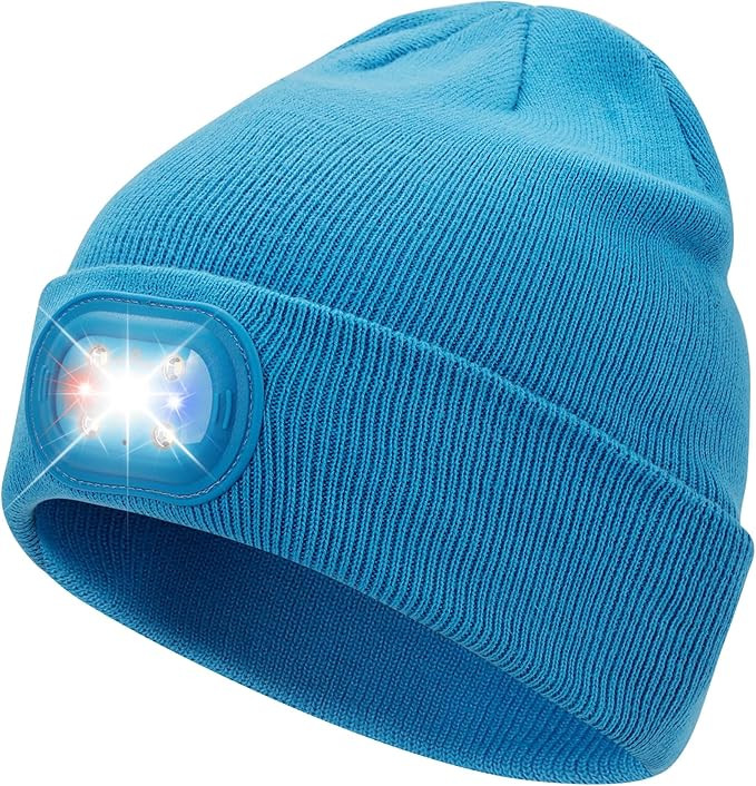Beanie with The Light, Unisex USB Rechargeable Headlamp Winter Knitted Cap for Men Dad Husband | Amazon (US)