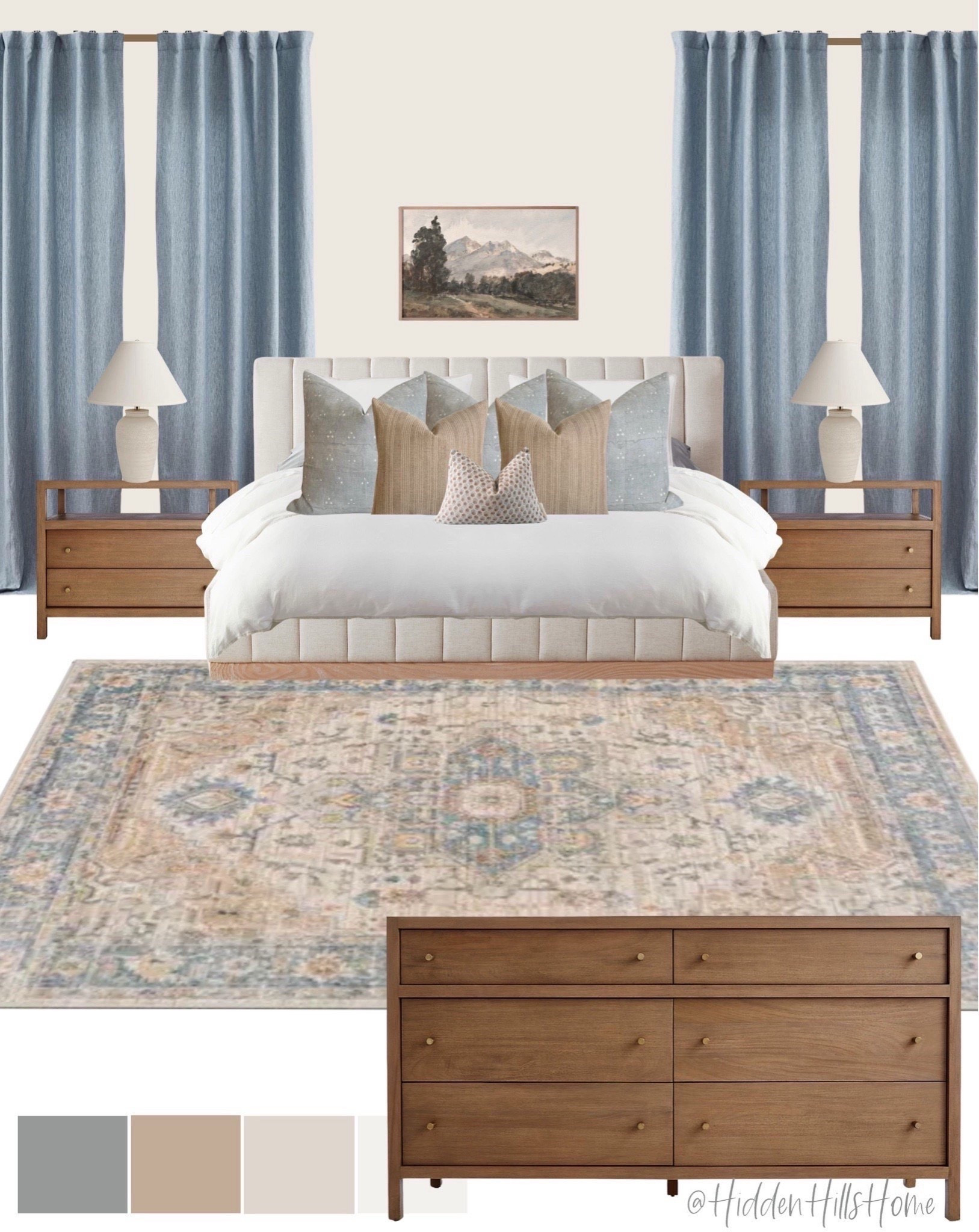 Modern traditional master bedroom mood board, bedroom design inspo, bedroom mood board, bed, master bedroom inspo #bedroom 

#LTKSeasonal #LTKHome #LTKSaleAlert