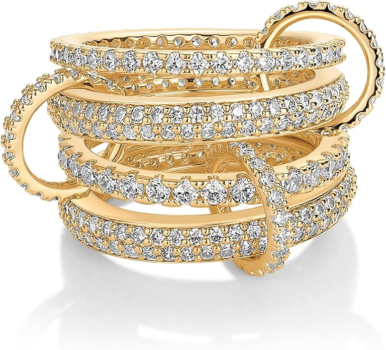 PAVOI 14K Gold Plated Interlocking Ring for Women - Chunky Connected Bands Interlock Stackable Ri... | Amazon (US)
