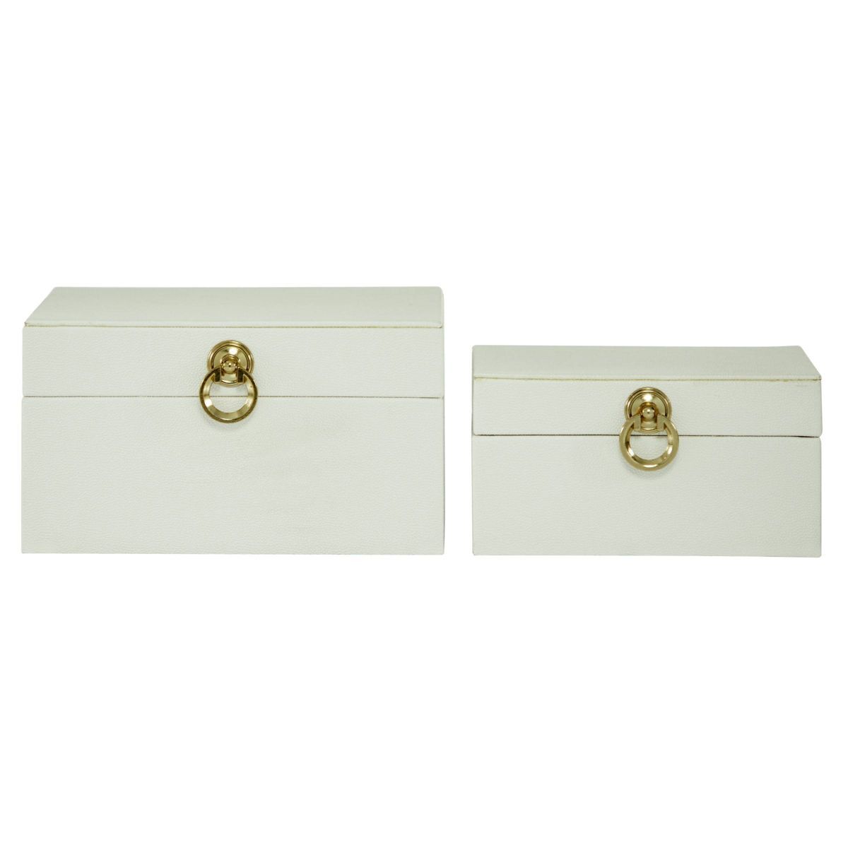 Set of 2 Faux Shagreen Wood Box with Metal Ring Fixtures - Olivia & May | Target