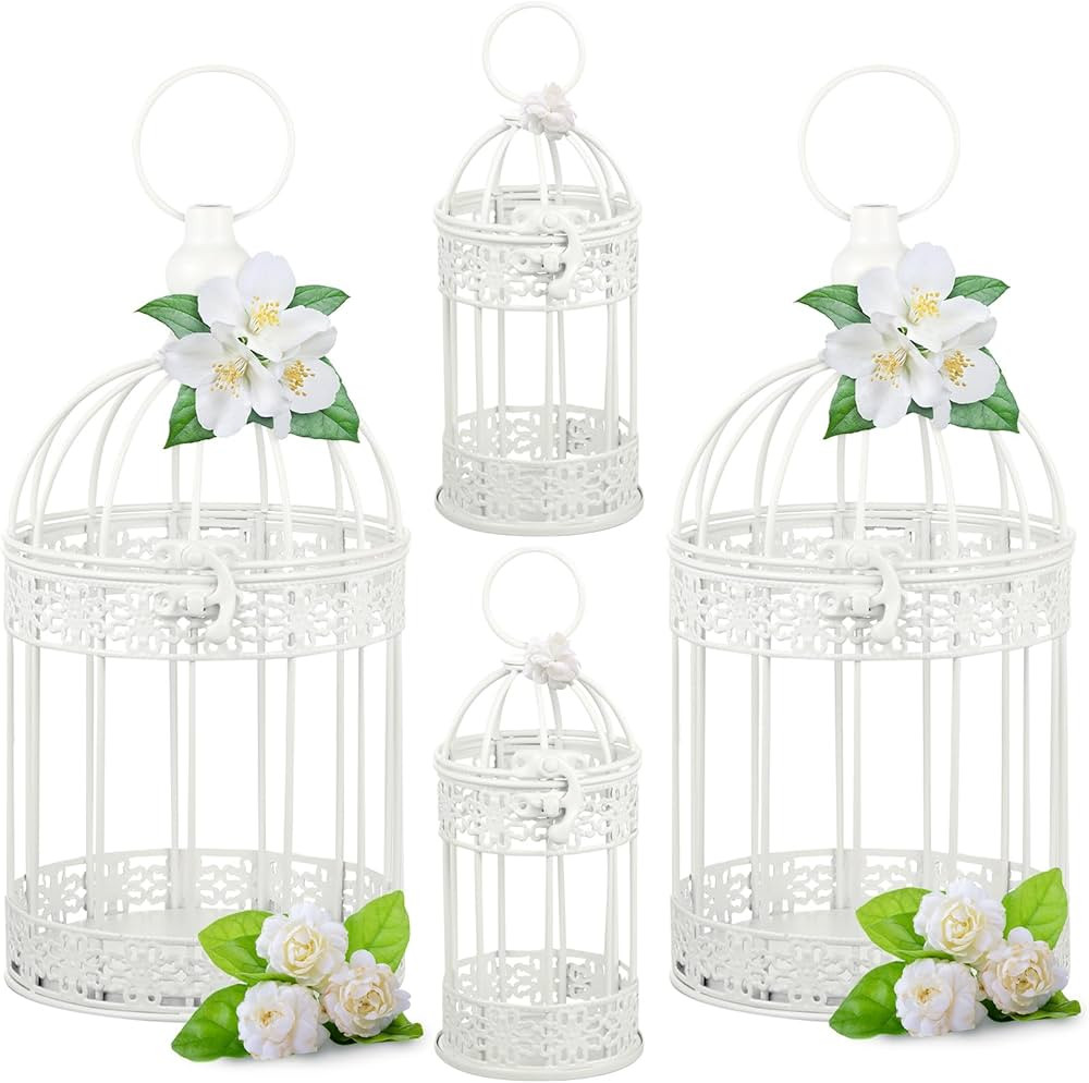Sliner 4 Pcs Bird Cage Decorative Candle Holder Vintage Candle Holder Cage Lanterns Model for Mod... | Amazon (US)
