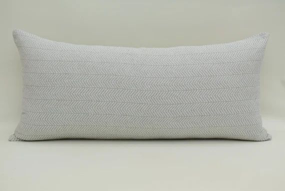 Gray Lumbar Pillow Cover Towel Pillow Cover Herringbone | Etsy | Etsy (US)