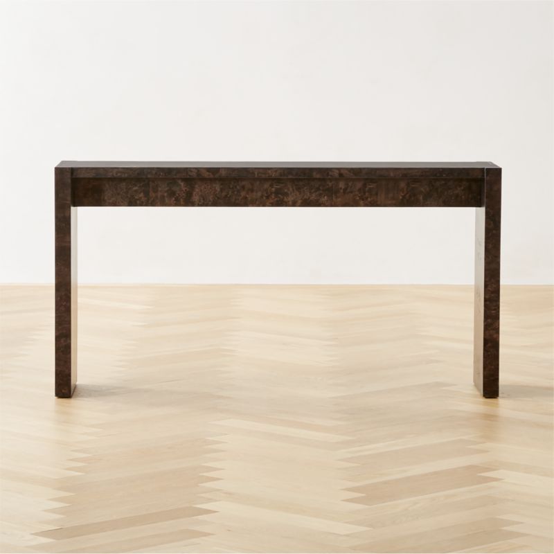 Niche Charcoal Brown Burl Wood Console Table 54" + Reviews | CB2 | CB2