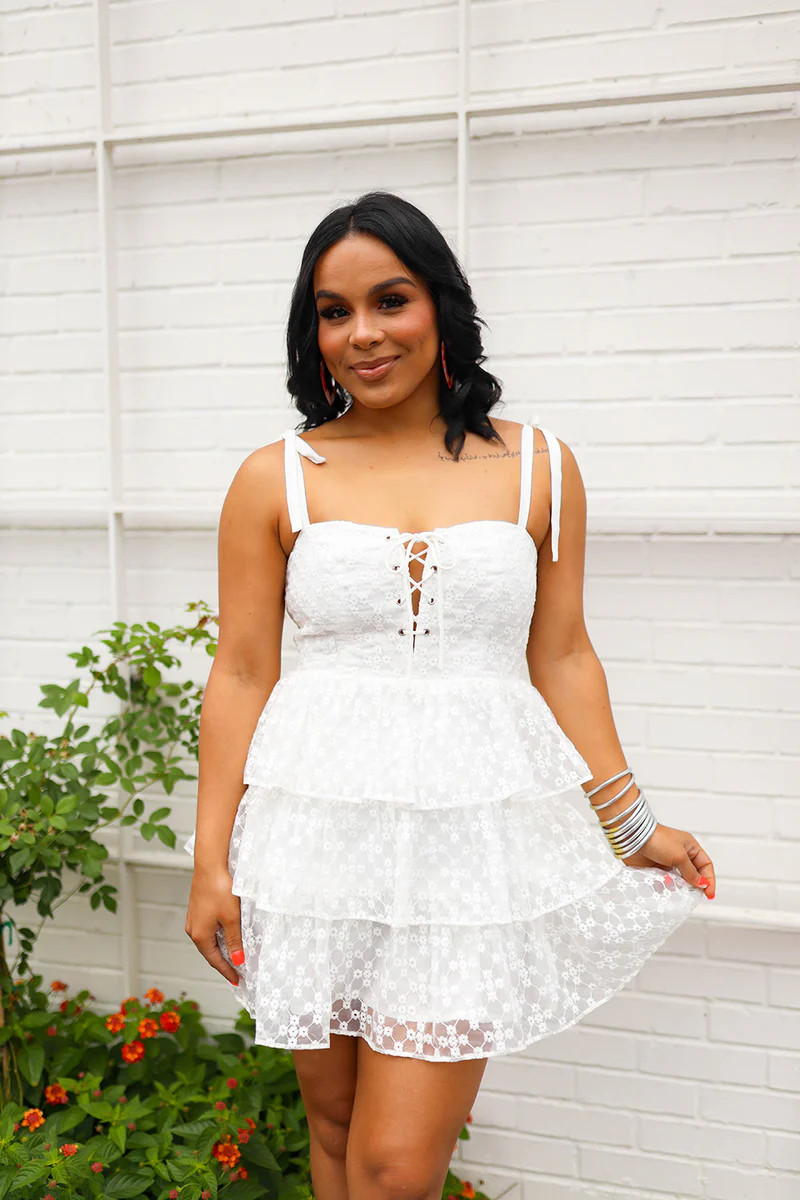 BuddyLove | Suzanne Lace Mini Dress | Ivory Eyelet | BuddyLove