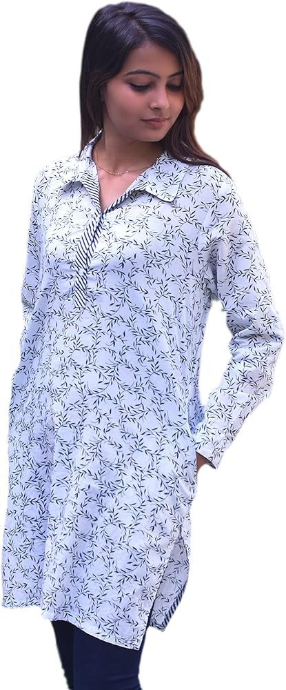 Ayurvastram Madhuri Hand Block Printed Shirt Tunic, Top, Kurti, Blouse | Amazon (US)