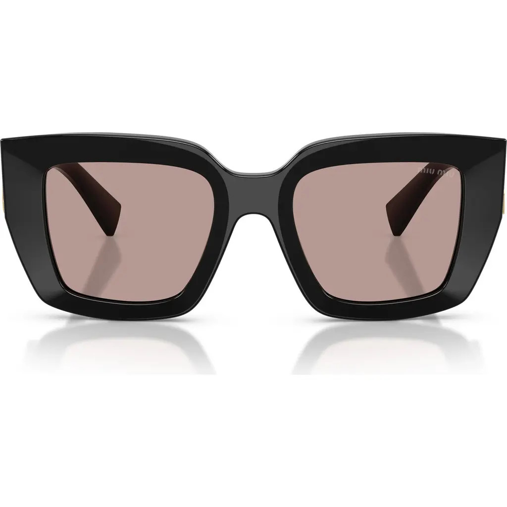 Miu Miu 51mm Gradient Square Sunglasses in Black /Light Purple Brown at Nordstrom | Nordstrom