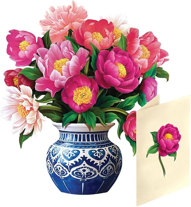 Freshcut Paper Mini Peony Paradise 5.5 Inch Life-Sized 3D Pop Up Card \u2013 Birthday, Mothers Da... | Amazon (US)