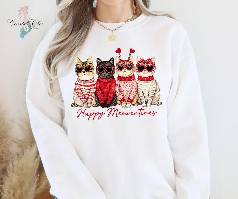 Valentines Cats Sweatshirt - Etsy | Etsy (US)
