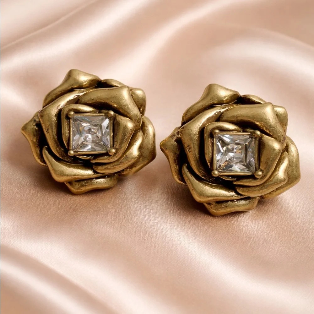 Antique Gold Rose Stud Earrings | Poshmark