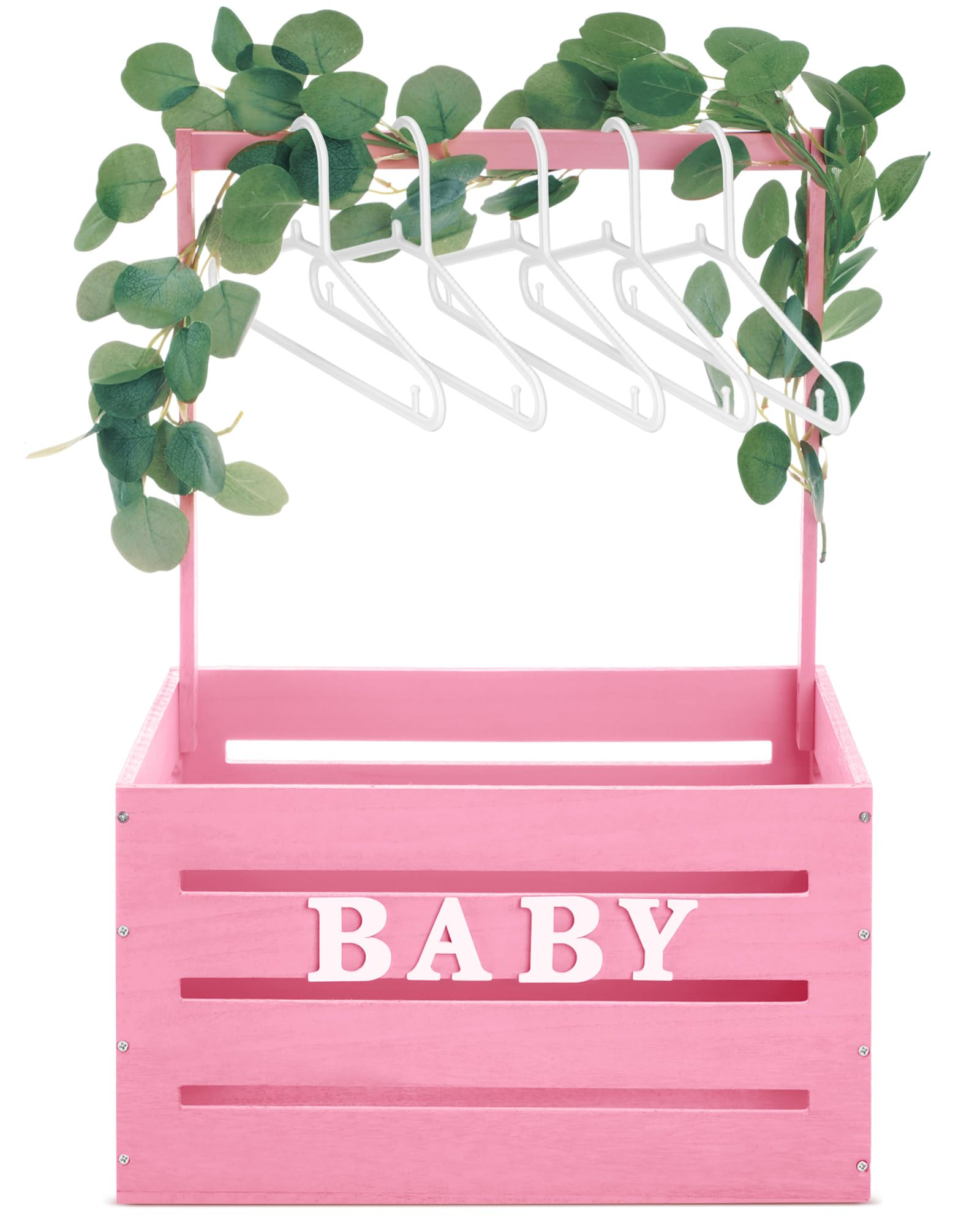 Barydat Large Wooden Baby Shower Crate Closet with Handle and Garland, 17.7inch Baby Shower Baske... | Amazon (US)