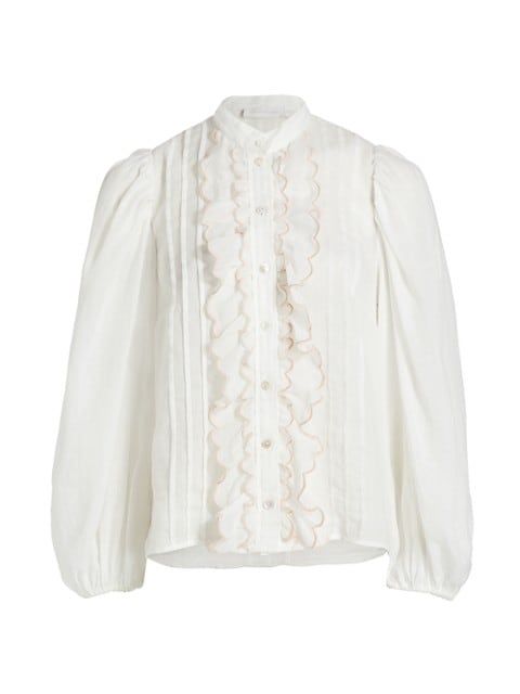 Jude Scalloped Frill Button-Front Shirt | Saks Fifth Avenue