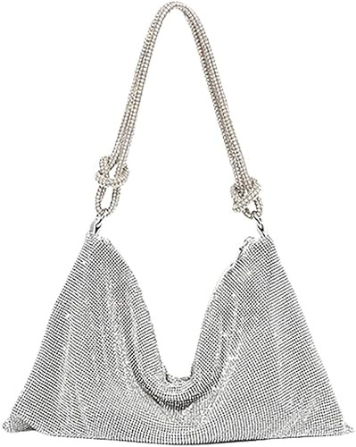 Rhinestone Hobo Bag for Women Chic Evening Handbag Shiny Purse for Travel Vacation 2022 | Amazon (US)