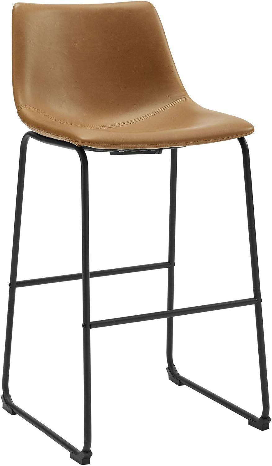 New Set of 2 Faux Leather Barstools with 30 Inch Seat Height Whiskey Brown | Amazon (US)