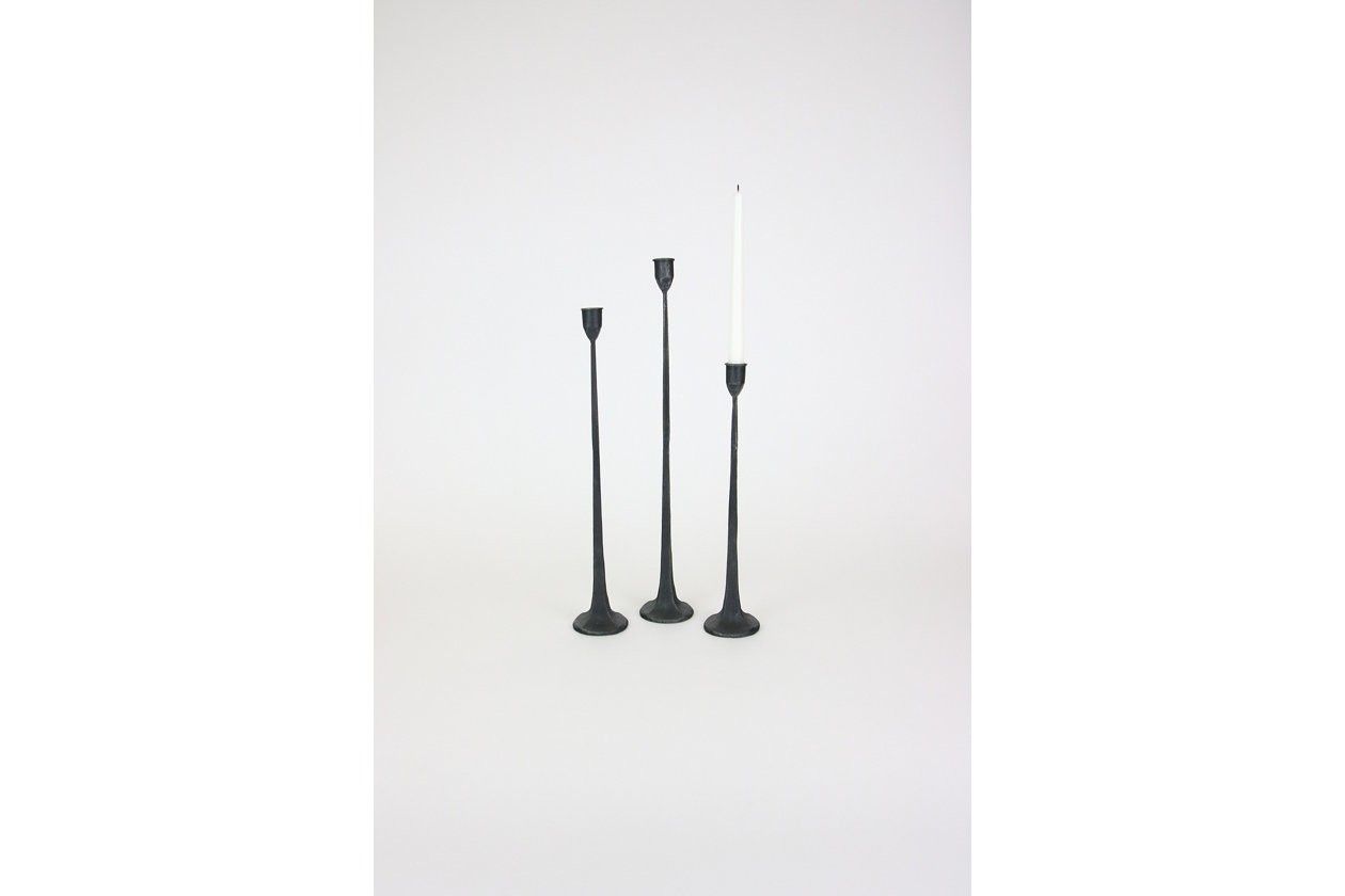 Set of Three Tall Cast Iron Taper Candle Holders | Ashley Homestore