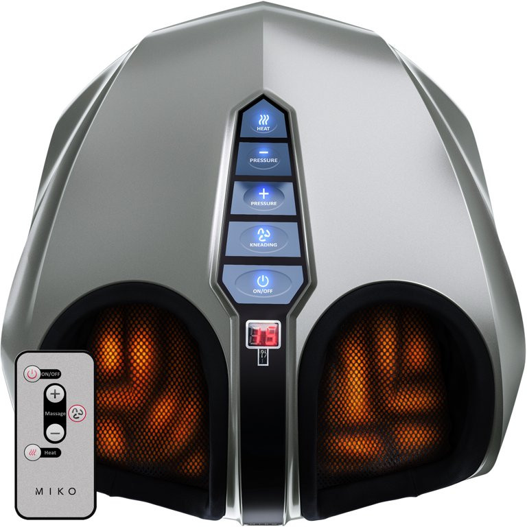 Miko Shiatsu Foot Massager Kneading and Rolling with Heat and Pressure Settings, Silver, Includes... | Walmart (US)