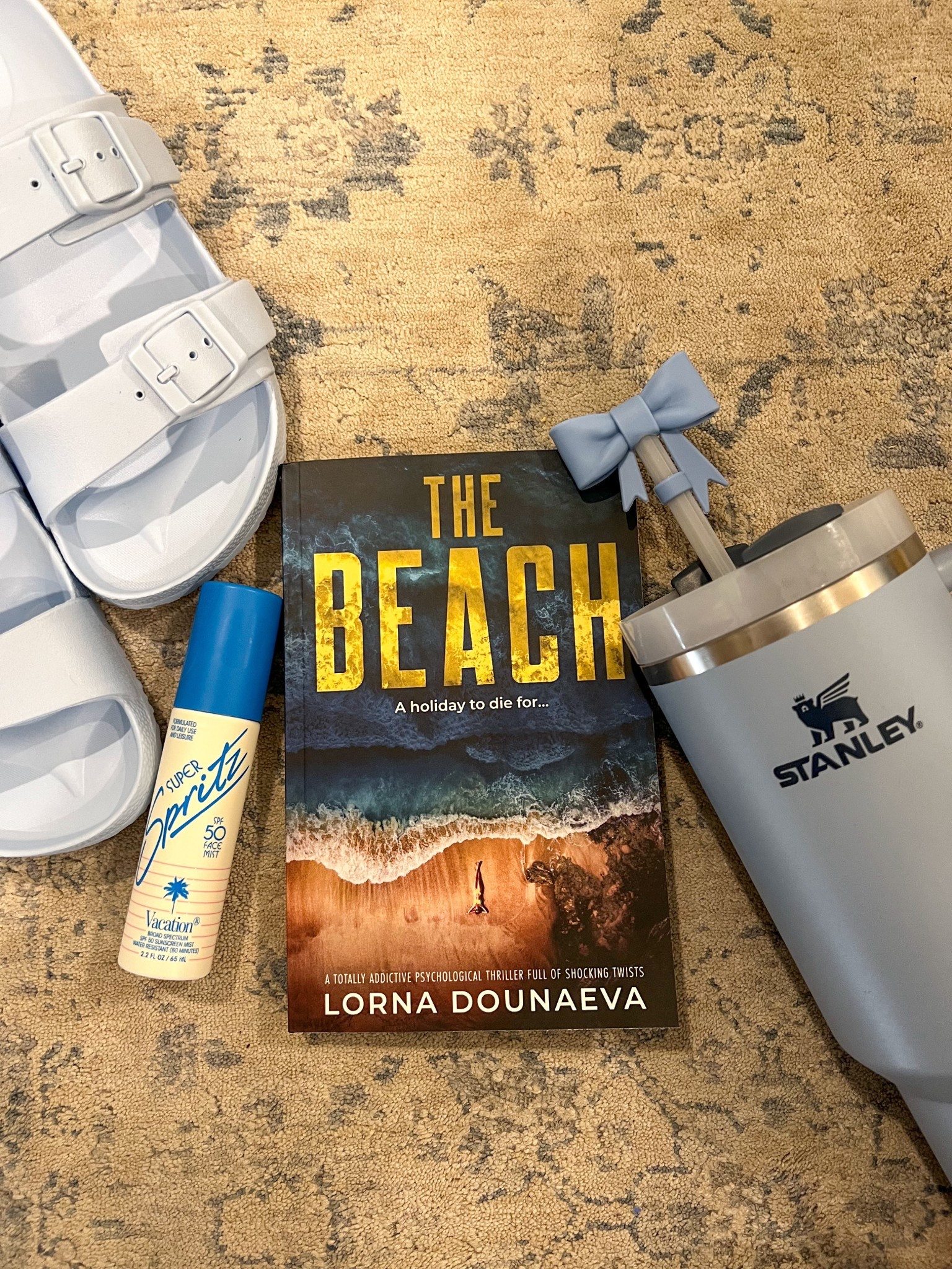 Summer Beach day essentials 
Target Plastic blue pool SANDALs
Vacation super face spritz 50 spf
Stanley quencher
French blue
Bow straw topper
The beach book club August pick 
Amazon finds


#LTKSeasonal #LTKSwim #LTKShoeCrush