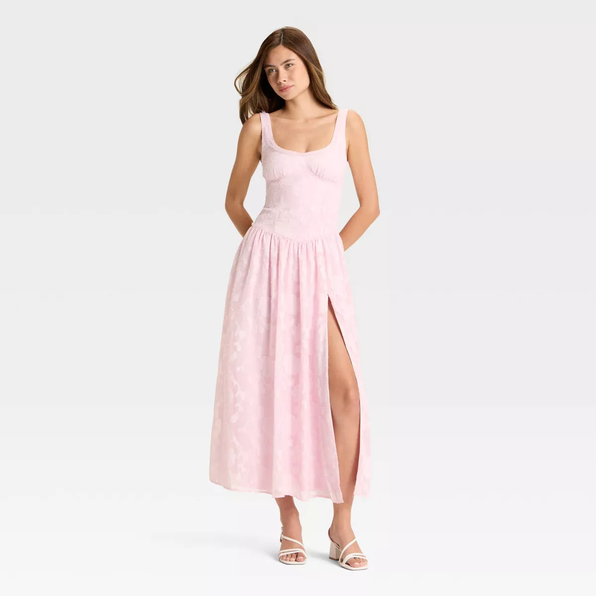 Women's Jacquard Tulle Trim Maxi A-Line Dress - Wild Fable™ | Target