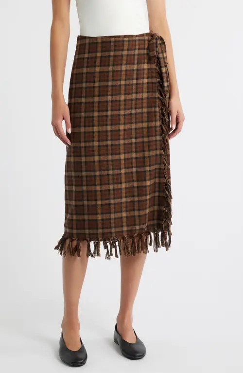 DÔEN Saskia Fringe Trim Plaid Skirt in Cornwall Plaid at Nordstrom, Size Medium | Nordstrom