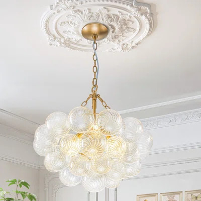Dimmable Nordic Bubble Ball Chandelier with Golden Accents | Wayfair North America