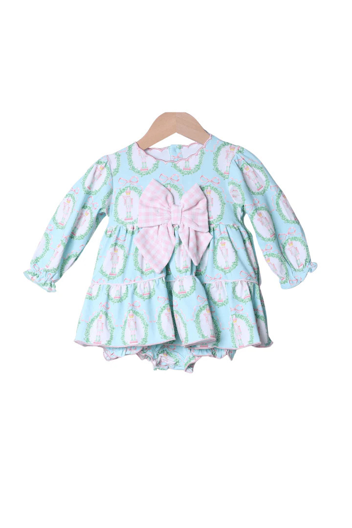 Mint Nutcracker Pink Gingham Swing Bubble | The Smocked Flamingo