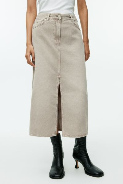 Denim Skirt - Light Taupe - Ladies | H&M GB | H&M (UK, MY, IN, SG, PH, TW, HK)
