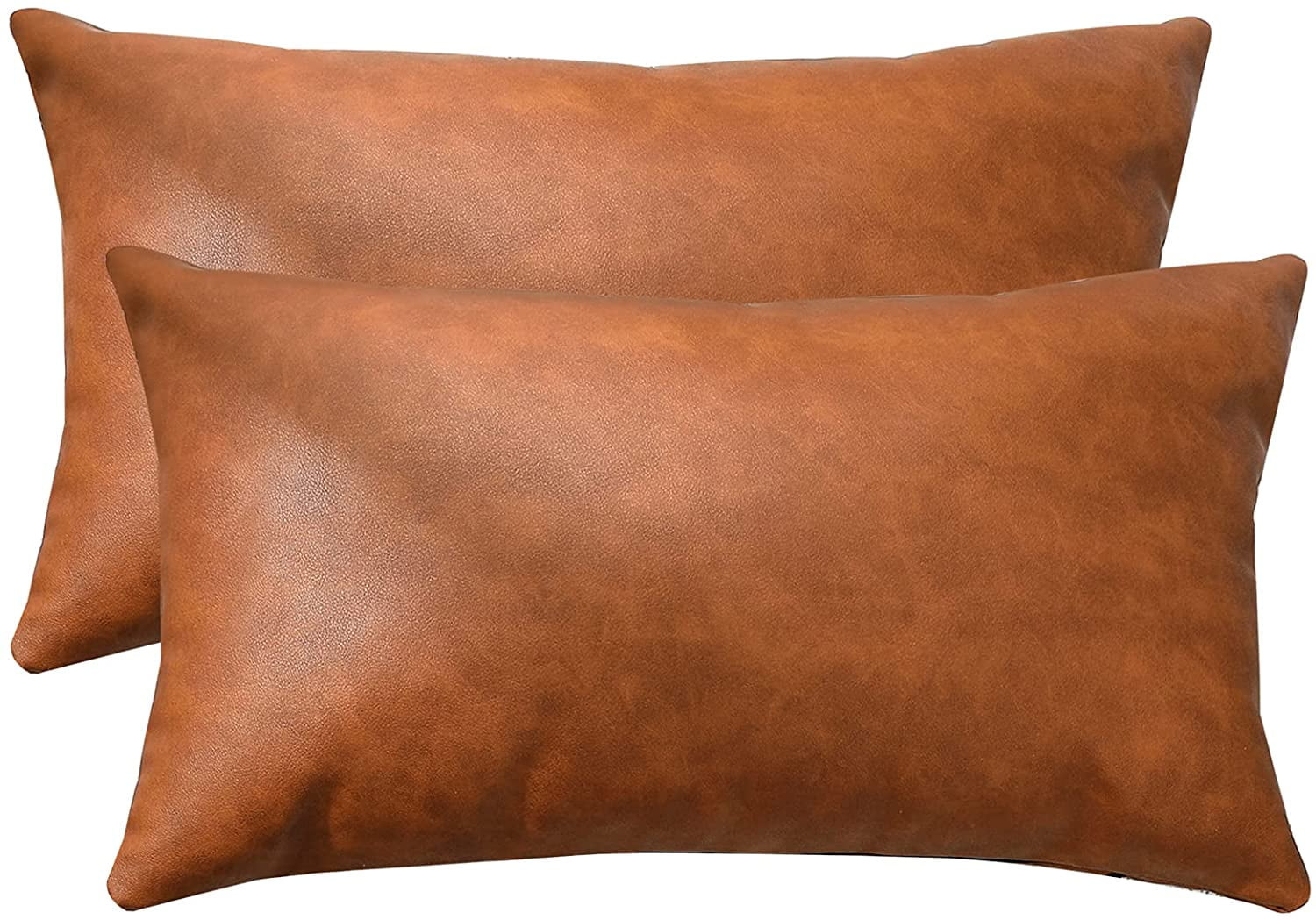 Modern Country Decor, Brown Faux Leather Pillows, 12x20 Inch, Set of 2 | Walmart (US)